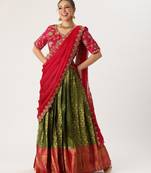 Green Embroidered Taffeta lehenga choli