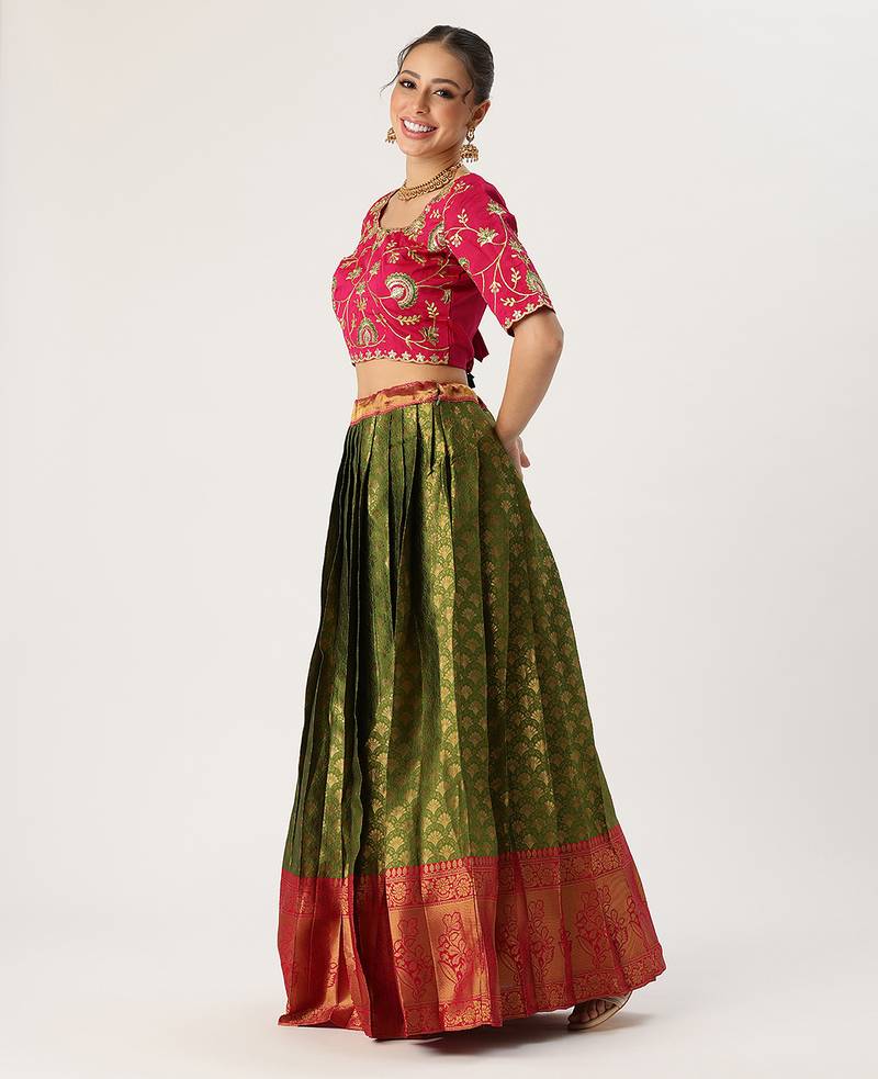 Green Embroidered Taffeta lehenga choli