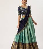 Blue Embroidered Taffeta lehenga choli