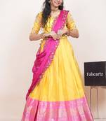 Yellow Embroidered Taffeta lehenga choli