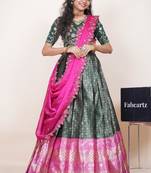 Green Embroidered Taffeta lehenga choli
