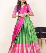 Green Embroidered Taffeta lehenga choli