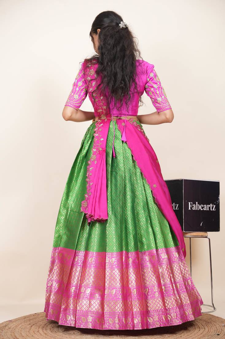 Green Embroidered Taffeta lehenga choli