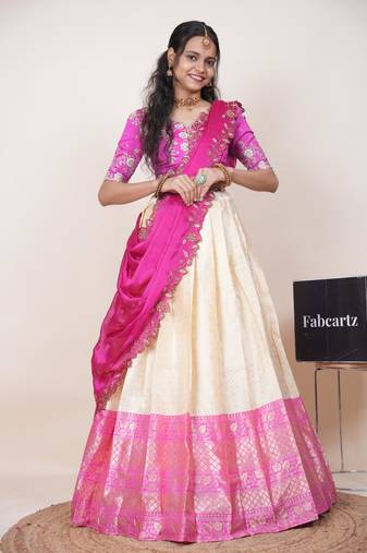 Beige Embroidered Taffeta lehenga choli