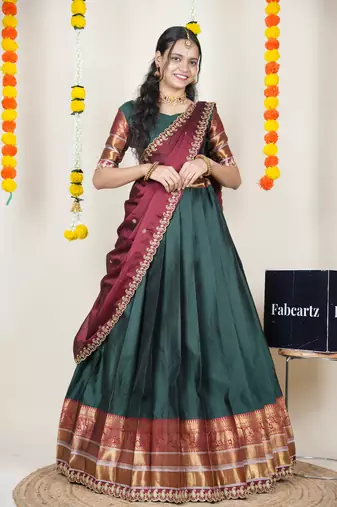 Pink Embroidered Art Silk lehenga choli