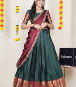 Pink Embroidered Art Silk lehenga choli