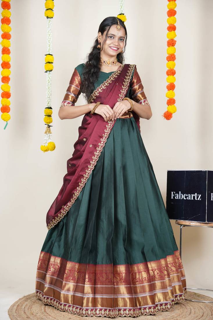 Pink Embroidered Art Silk lehenga choli