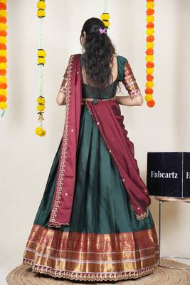Pink Embroidered Art Silk lehenga choli 2