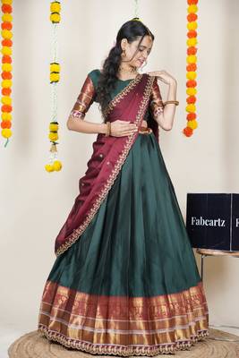 Pink Embroidered Art Silk lehenga choli 3