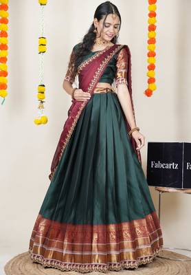 Pink Embroidered Art Silk lehenga choli 4