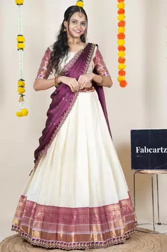 Beige Embroidered Art Silk lehenga choli