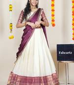 Beige Embroidered Art Silk lehenga choli