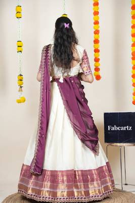 Beige Embroidered Art Silk lehenga choli 2