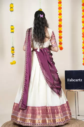 Beige Embroidered Art Silk lehenga choli