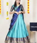 Blue Embroidered Art Silk lehenga choli