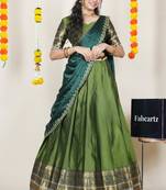 Green Embroidered Art Silk lehenga choli