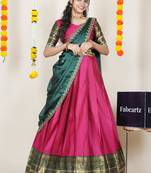 Pink Embroidered Art Silk lehenga choli