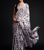 art silk saree with printed design & pallu lace border, paired with banglori unstitched blouse