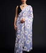art silk saree with printed design & pallu lace border, paired with banglori unstitched blouse