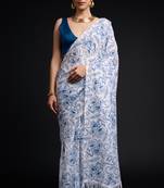 art silk saree with printed design & pallu lace border, paired with banglori unstitched blouse