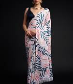 art silk saree with printed design & pallu lace border, paired with banglori unstitched blouse