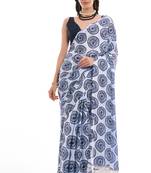 art silk saree with printed design & pallu lace border, paired with banglori unstitched blouse