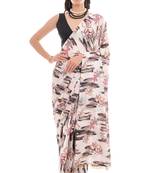 art silk saree with printed design & pallu lace border, paired with banglori unstitched blouse