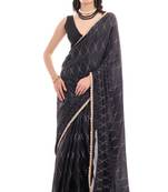 art silk saree with printed design & pallu lace border, paired with banglori unstitched blouse