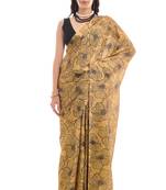 art silk saree with printed design & pallu lace border, paired with banglori unstitched blouse