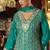 Green embroidered chinon free size stitched palazzo style salwar suit