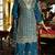 Blue embroidered chinon free size stitched palazzo style salwar suit