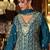 Blue embroidered chinon free size stitched palazzo style salwar suit