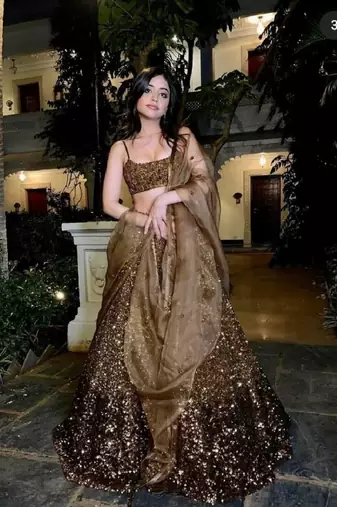 Multicolor Embroidered Silk Lehenga Set With Dupatta