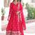  Pink Embroidered Georgette Gown With Dupatta
