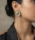 Black color oxidised earrings featuring striking dual-tone contrast ideal for strong statement fashion