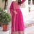 Pink Embroidered Georgette Gown With Dupatta