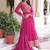 Pink Embroidered Georgette Gown With Dupatta