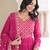 Pink Embroidered Georgette Gown With Dupatta