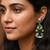 Green color oxidised earrings made in dual-tone artistry perfect for cultural celebration outfits