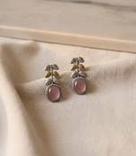 Light pink color oxidised earrings crafted with dual-tone grace perfect for soft festive looks