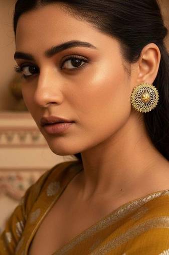 Gold & silver color oxidised earrings offering premium dual-tone shine to elevate special occasions