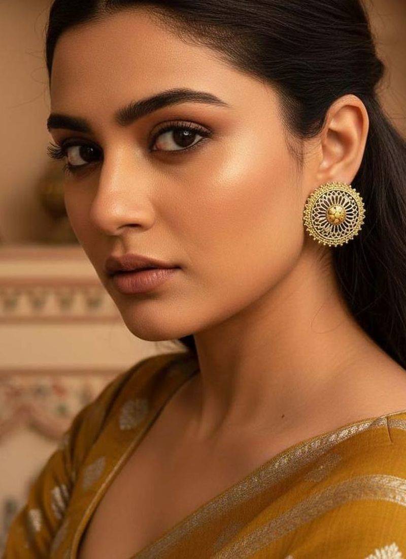 Gold & silver color oxidised earrings offering premium dual-tone shine to elevate special occasions