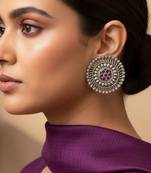Rani color oxidised earrings delivering bold oxidised texture for vibrant cultural styling needs