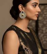 Black color oxidised earrings created with expressive dual-tone depth for strong cultural styling