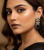 Black color oxidised earrings offering dual-tone vibrance suited for bold ethnic expression