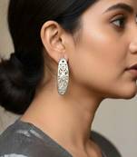 Silver color oxidised earrings offering timeless oxidised shine suitable for daily traditional outfits