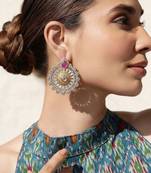 Rani color oxidised earrings made with dual-tone finish ideal for elegant ethnic celebrations