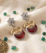 Maroon color oxidised earrings featuring dual-tone artistry for sophisticated cultural celebrations