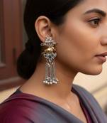 Multi color oxidised earrings showcasing multi-hue dual-tone beauty for vibrant festive accessories