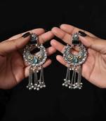 Multi color oxidised earrings designed with colorful dual-tone effects for bold festive expressions